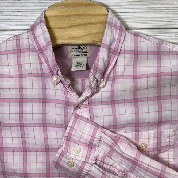 Vintage L.L. Bean‎ Womens Pink Plaid  Long Sleeve Button Down Flannel Shirt Sz M - Picture 1 of 9